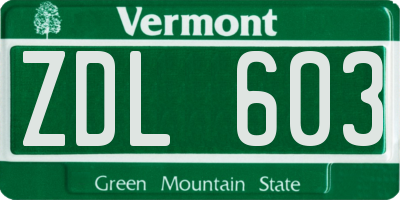 VT license plate ZDL603