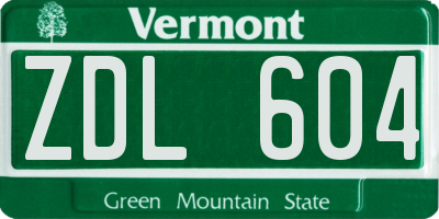 VT license plate ZDL604