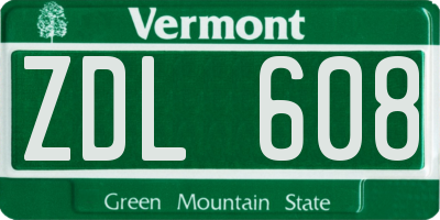 VT license plate ZDL608