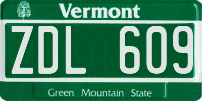 VT license plate ZDL609