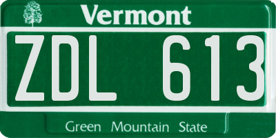 VT license plate ZDL613