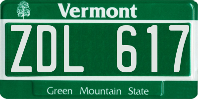 VT license plate ZDL617