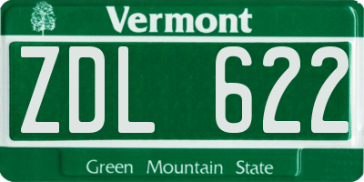 VT license plate ZDL622