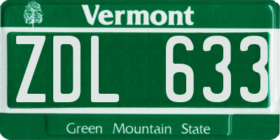 VT license plate ZDL633