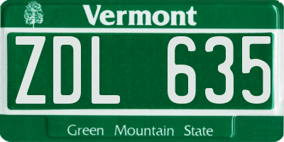 VT license plate ZDL635