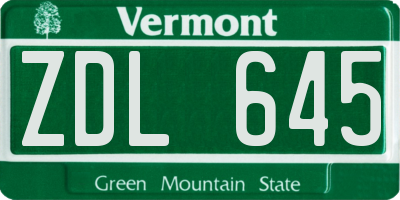 VT license plate ZDL645