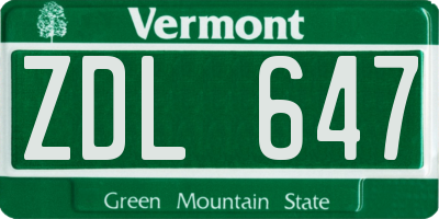 VT license plate ZDL647