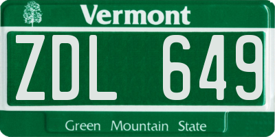 VT license plate ZDL649
