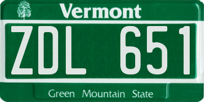 VT license plate ZDL651