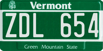 VT license plate ZDL654