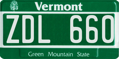 VT license plate ZDL660