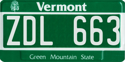 VT license plate ZDL663