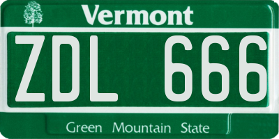VT license plate ZDL666