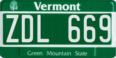 VT license plate ZDL669