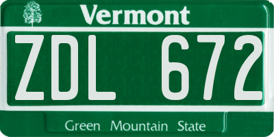 VT license plate ZDL672