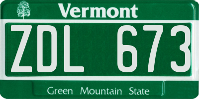 VT license plate ZDL673