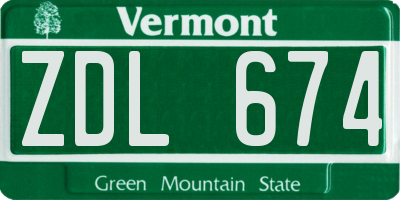 VT license plate ZDL674