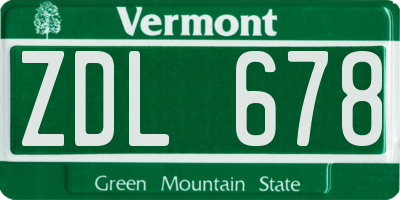 VT license plate ZDL678