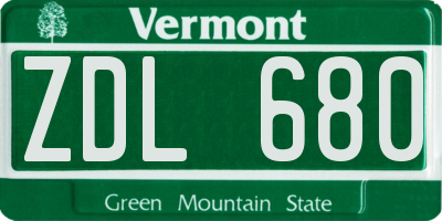 VT license plate ZDL680