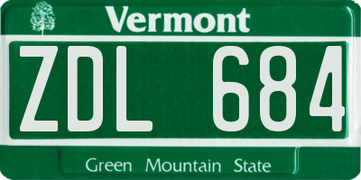 VT license plate ZDL684