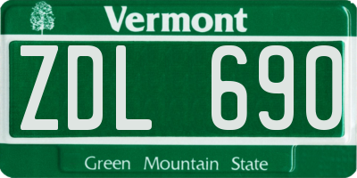 VT license plate ZDL690