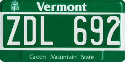 VT license plate ZDL692