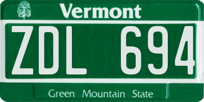 VT license plate ZDL694