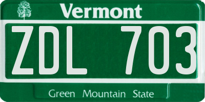 VT license plate ZDL703