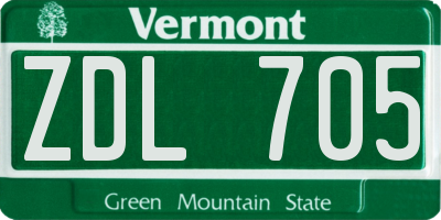 VT license plate ZDL705