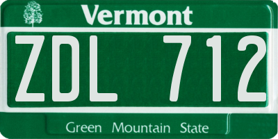 VT license plate ZDL712
