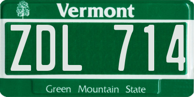 VT license plate ZDL714