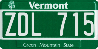 VT license plate ZDL715