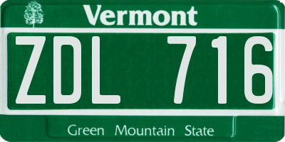 VT license plate ZDL716