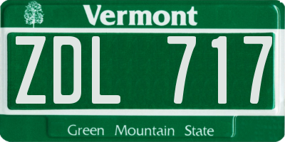 VT license plate ZDL717