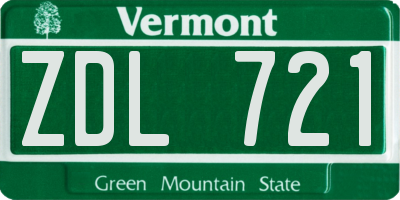 VT license plate ZDL721