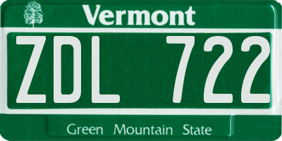VT license plate ZDL722