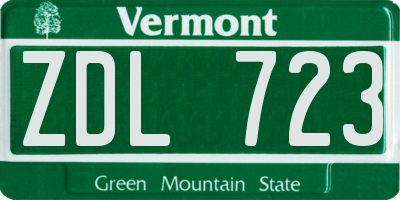 VT license plate ZDL723