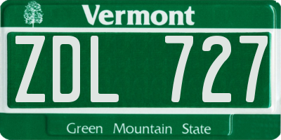 VT license plate ZDL727