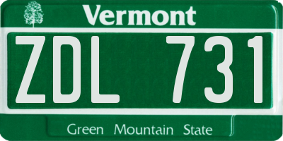 VT license plate ZDL731