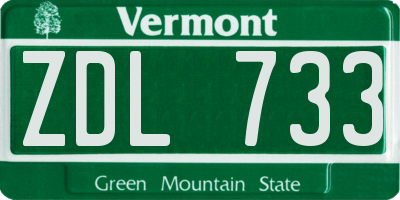 VT license plate ZDL733