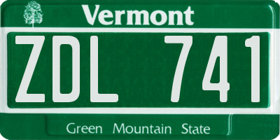 VT license plate ZDL741