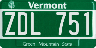 VT license plate ZDL751