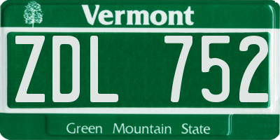 VT license plate ZDL752
