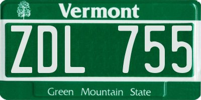 VT license plate ZDL755