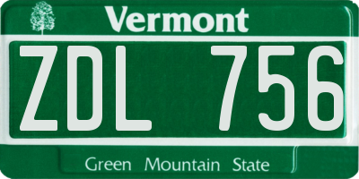 VT license plate ZDL756