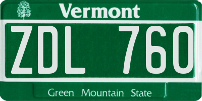 VT license plate ZDL760