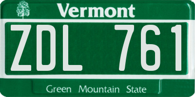 VT license plate ZDL761