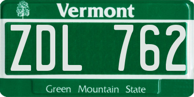 VT license plate ZDL762