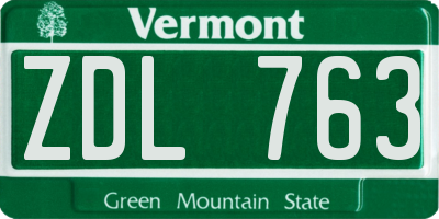 VT license plate ZDL763