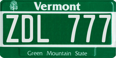 VT license plate ZDL777